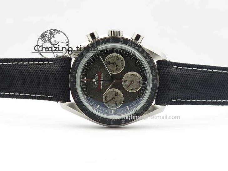 0314 Speedmaster Apollo XVII Gray Dial On Black Nylon Strap Manual Winding Chrono Movement FastDry 8208